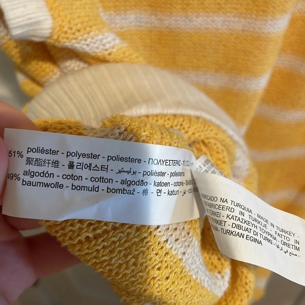 Zara Cream & Yellow Striped Vest V Neck - Picture 5 of 5